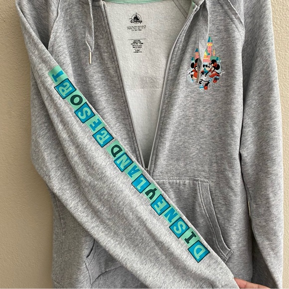Disney Resorts Womens XL Gray Embroidered Graphic Zip up Hoodie with Drawstrings - Picture 11 of 13